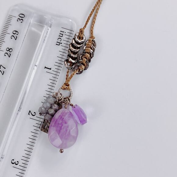 Signed Silpada Sweet Trinket N2330 Sterling Amethyst Iolite Cord Necklace - Picture 10 of 11